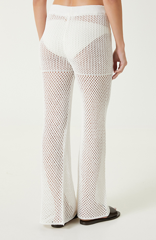 Ekru Ajurlu Plaj Pantolonu