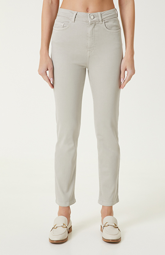Açık Gri Denim Casual Pantolon