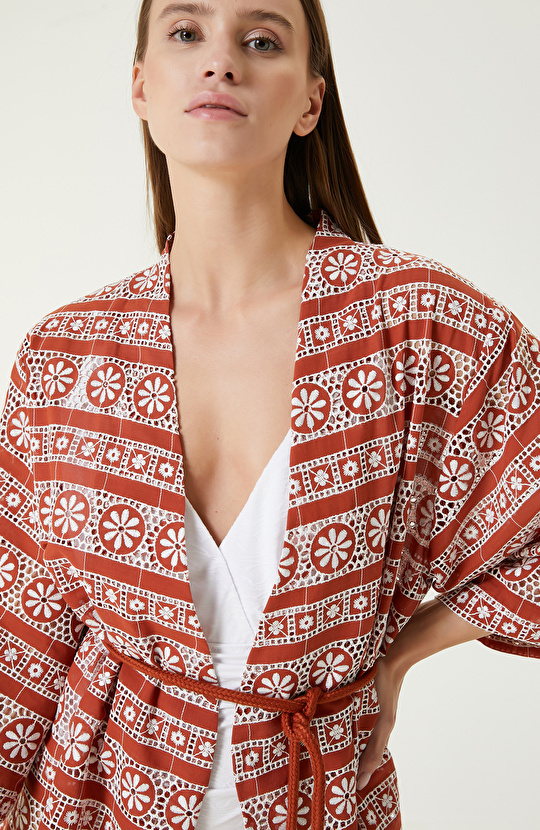 Kiremit Desenli Kaftan