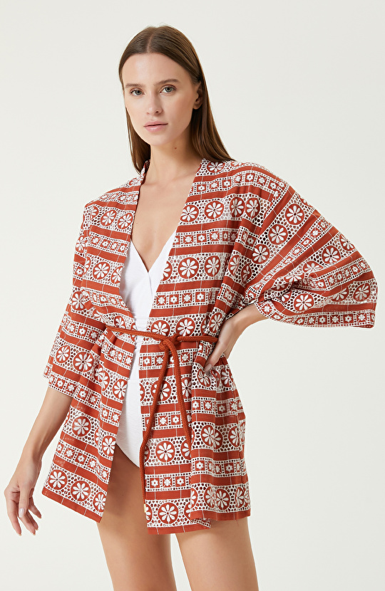 Kiremit Desenli Kaftan