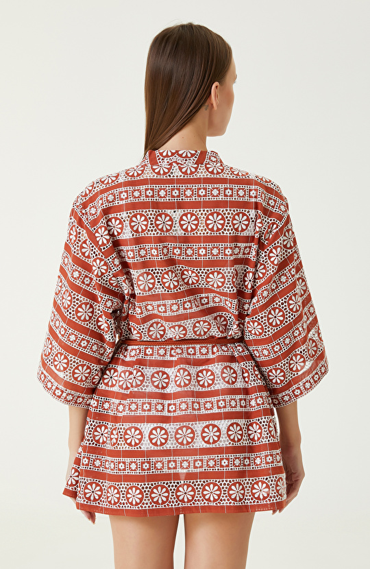 Kiremit Desenli Kaftan