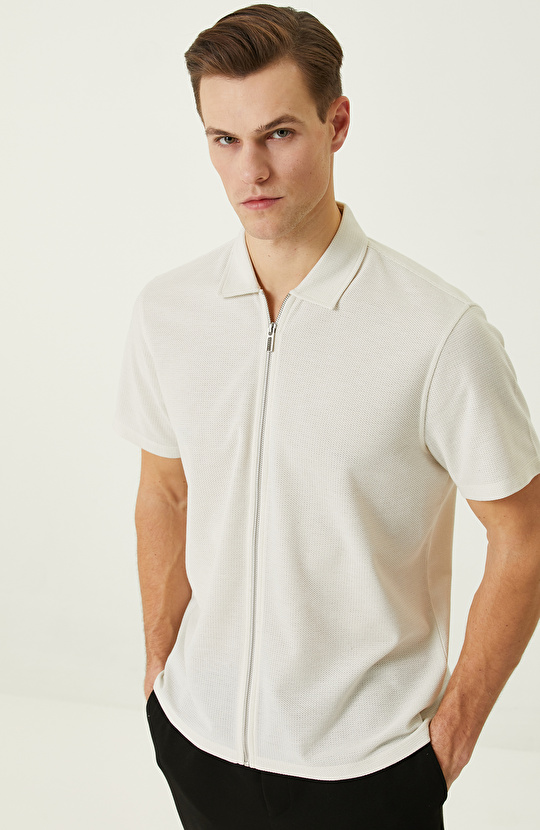 Ekru Polo Yaka T-Shirt