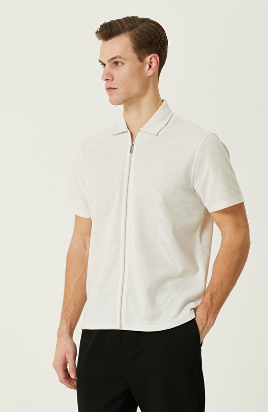 Ekru Polo Yaka T-Shirt