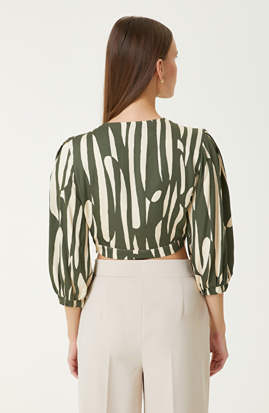 Haki Desenli Bluz