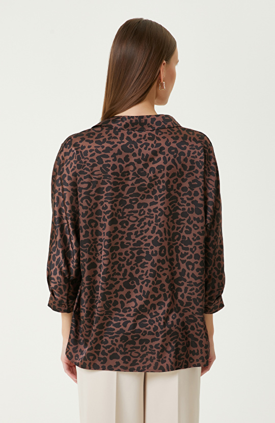 Kahverengi Desenli Bluz