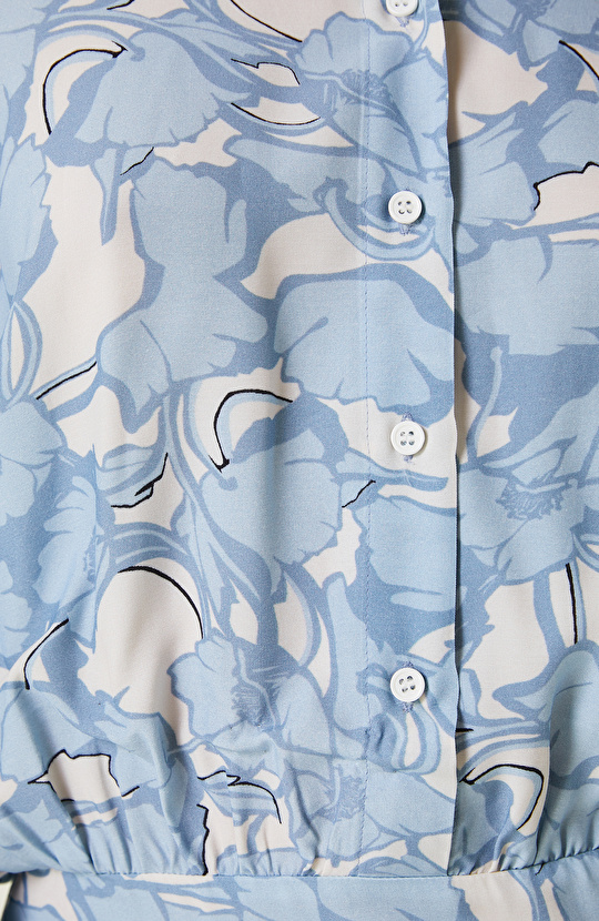 Mavi Desenli Mini Elbise