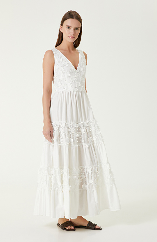 Limited Kırık Beyaz Maksi Elbise