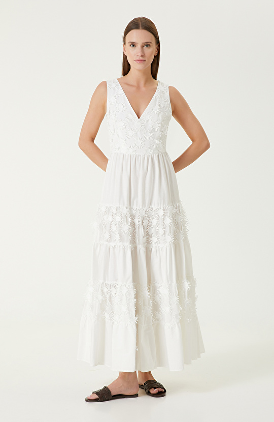 Limited Kırık Beyaz Maksi Elbise