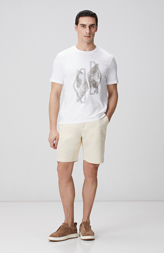 Sarı Keten Karışımlı Şort