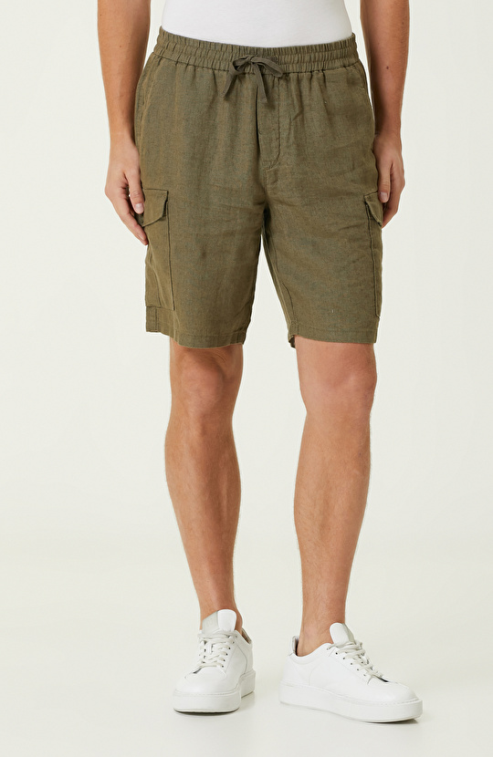 Haki Keten Şort