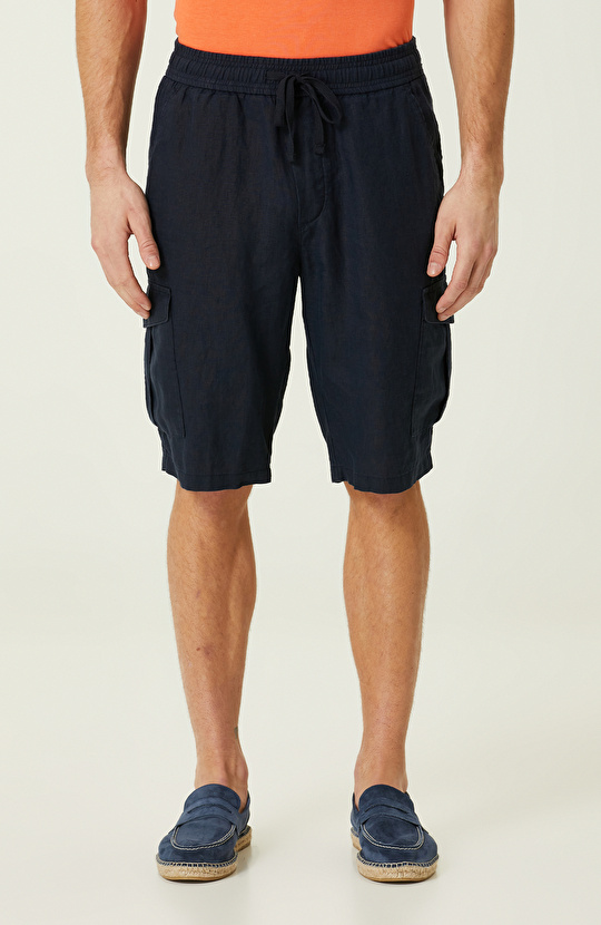 Lacivert Keten Şort