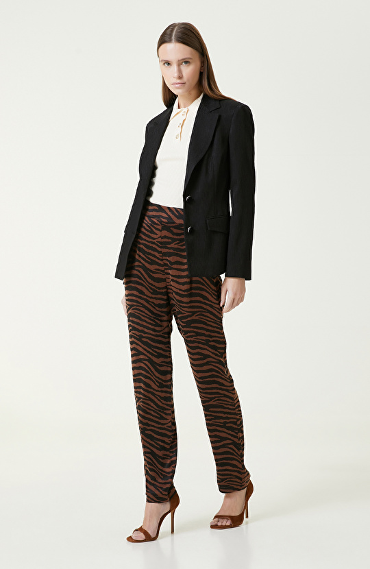 Kahverengi Zebra Desenli Pantolon