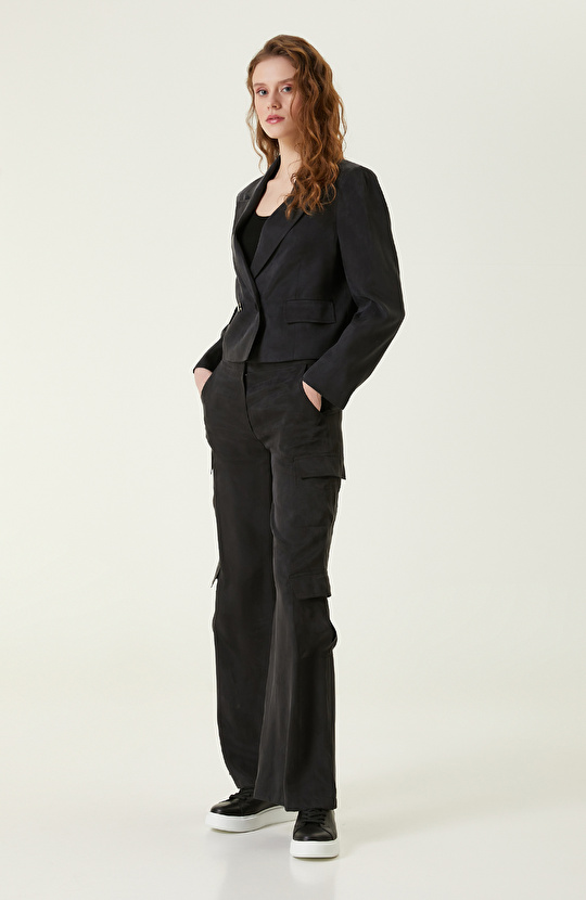 Siyah Kargo Cepli Pantolon