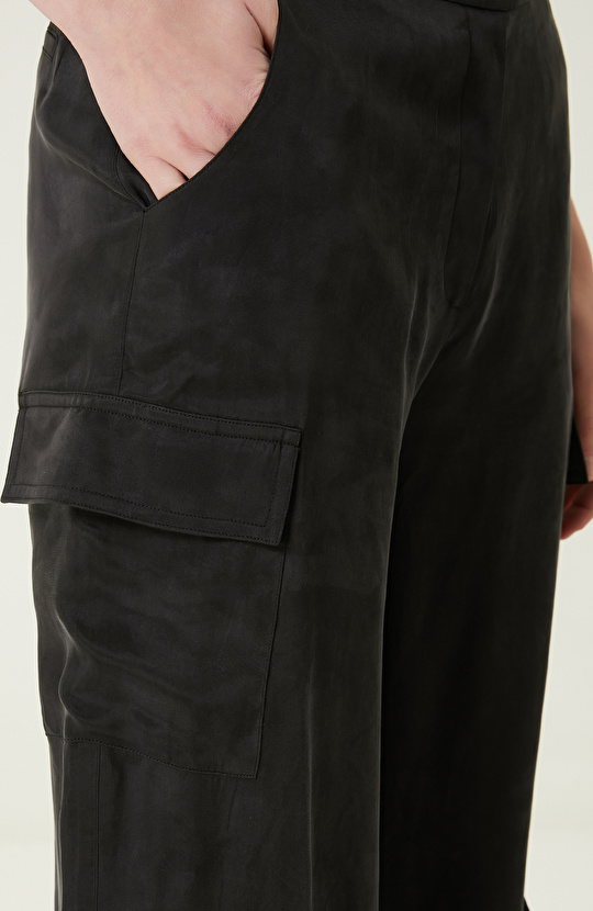 Siyah Kargo Cepli Pantolon