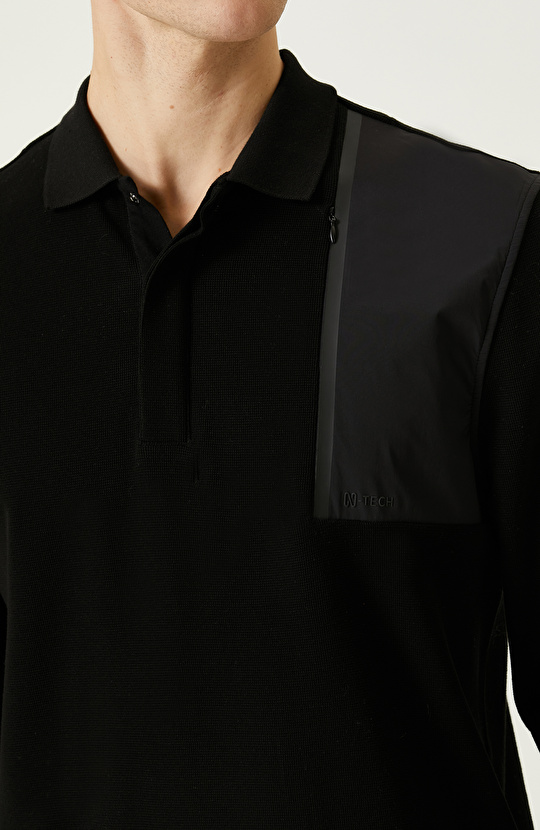 N-Tech Siyah Jakarlı Sweatshirt