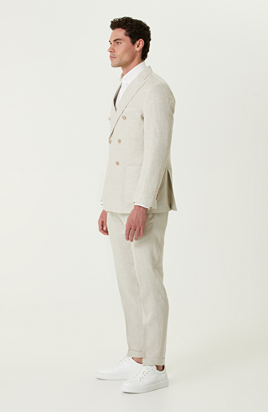 Limited Bej Keten Takım Elbise