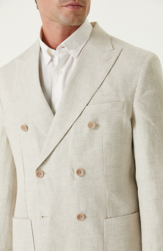 Limited Bej Keten Takım Elbise