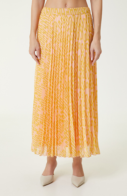 Sarı Pembe Desenli Etek