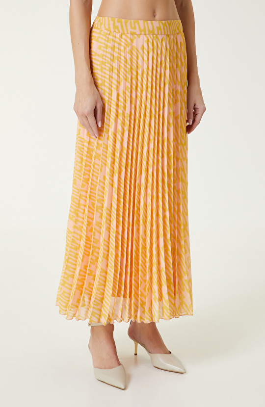 Sarı Pembe Desenli Etek