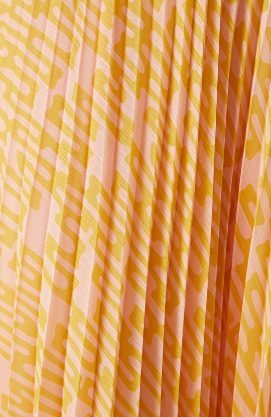 Sarı Pembe Desenli Etek