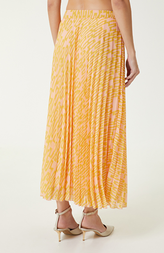 Sarı Pembe Desenli Etek