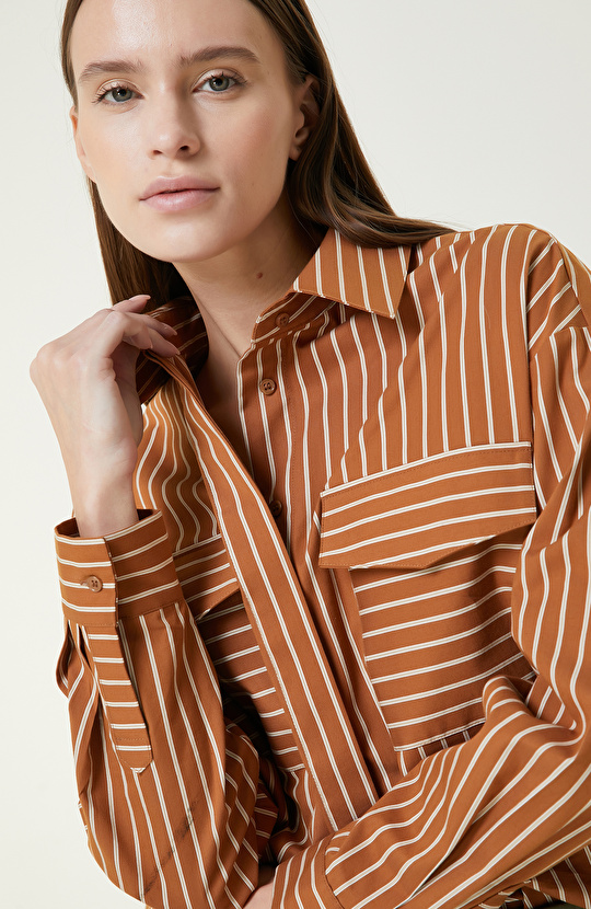 Karamel Çizgili Gömlek