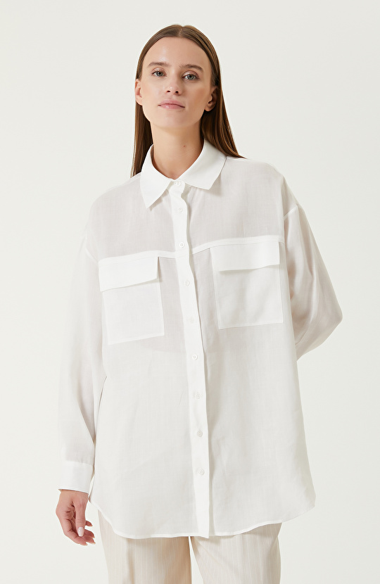 Beyaz Keten Gömlek