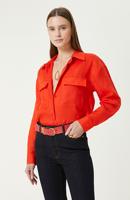 Kiremit Keten Gömlek