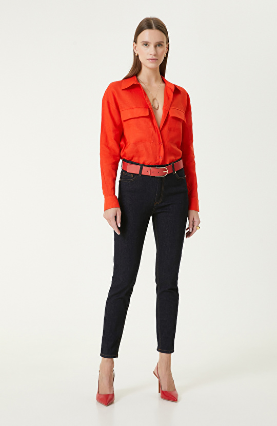 Kiremit Keten Gömlek