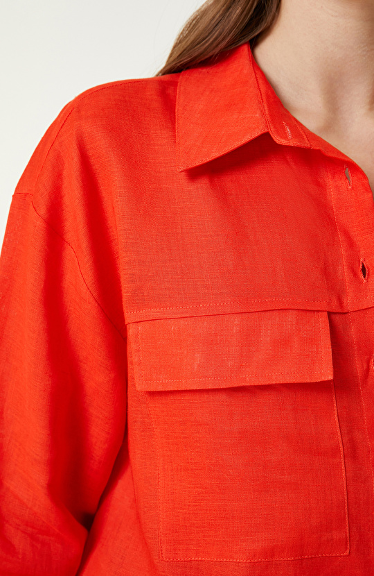 Kiremit Keten Gömlek