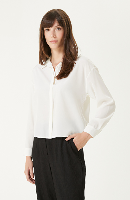 Limited Kırık Beyaz İpek Gömlek