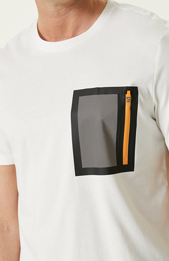 Ekru Baskılı T-shirt