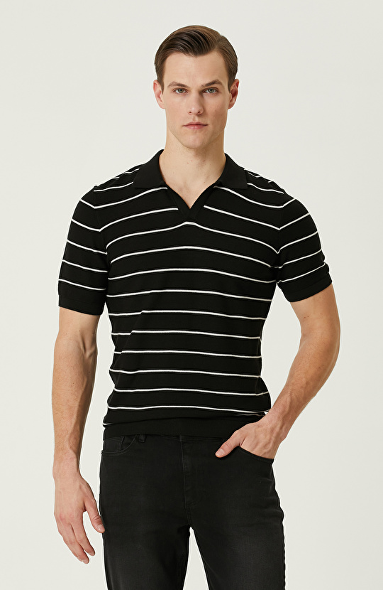 Siyah Polo Yaka Kazak