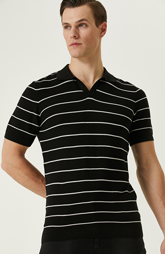 Siyah Polo Yaka Kazak