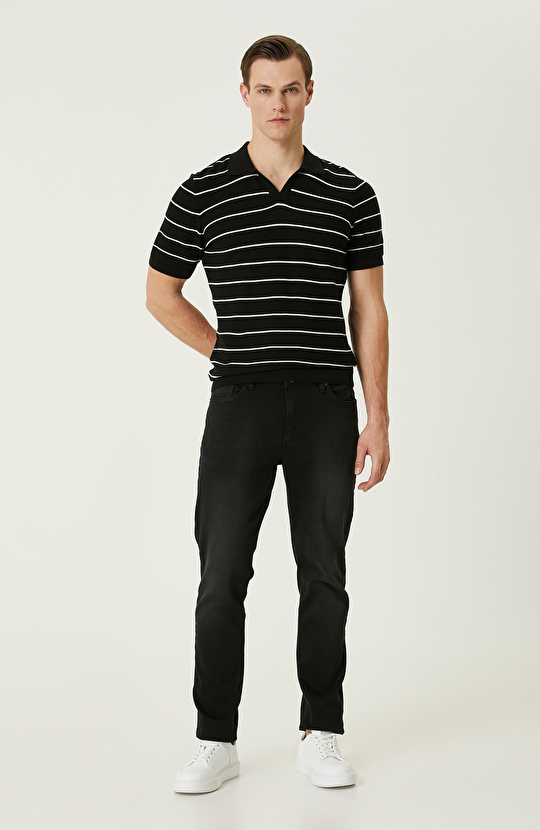 Siyah Polo Yaka Kazak