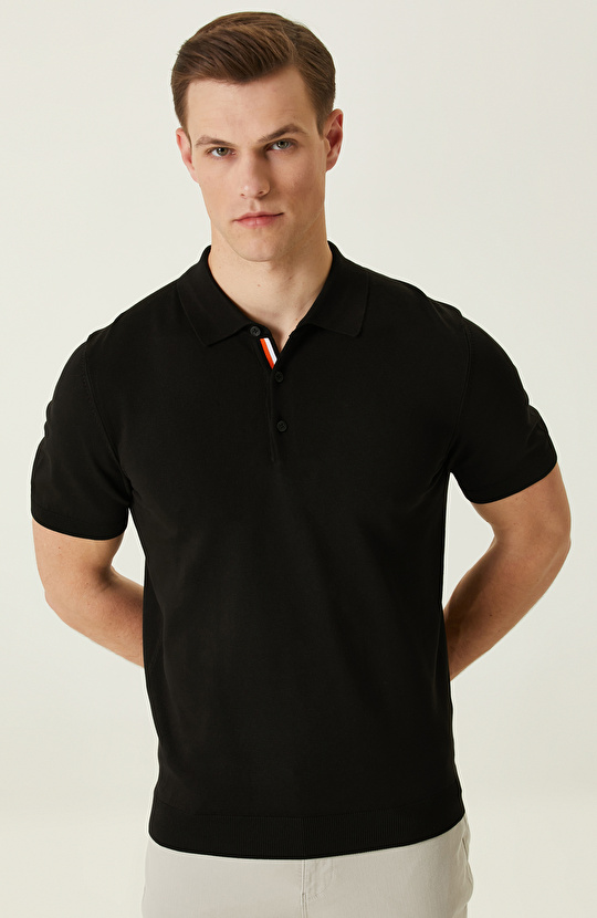 Siyah Polo Yaka Kazak
