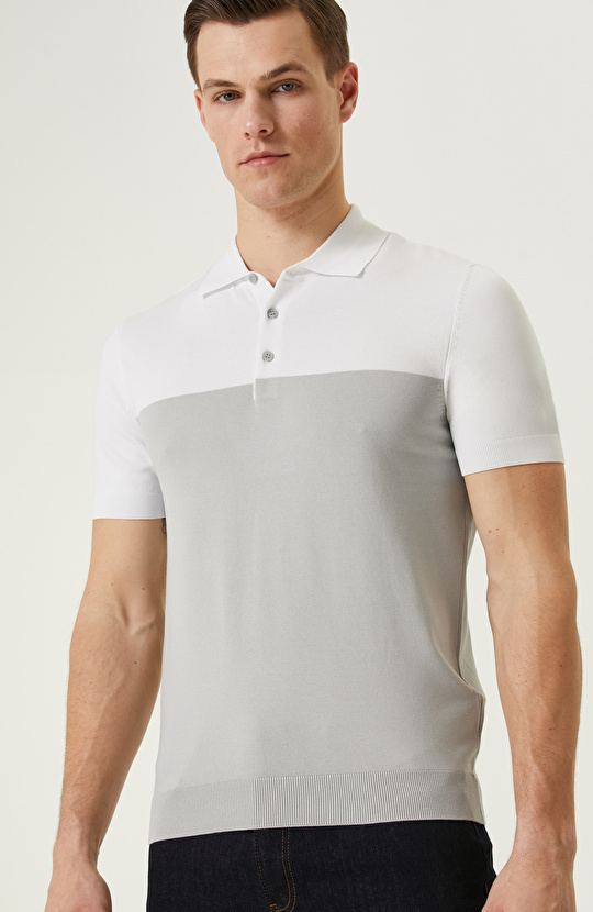 Gri Ekru Bloklu Kazak