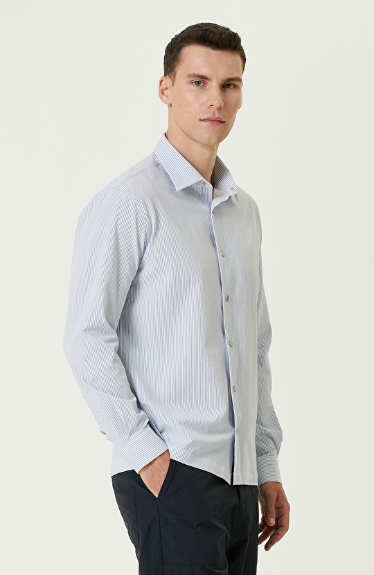 Mavi Beyaz Çizgili Gömlek