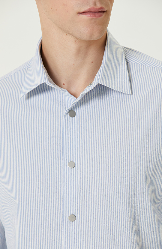 Mavi Beyaz Çizgili Gömlek