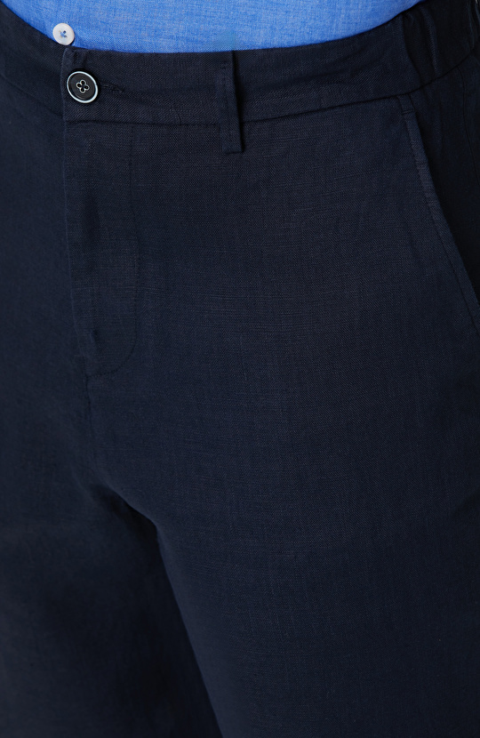 Lacivert Keten Şort