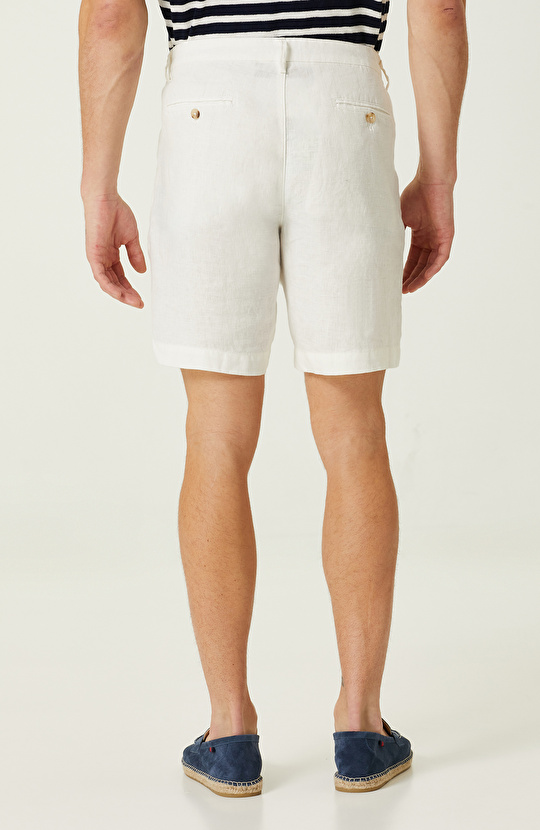 Ekru Keten Şort