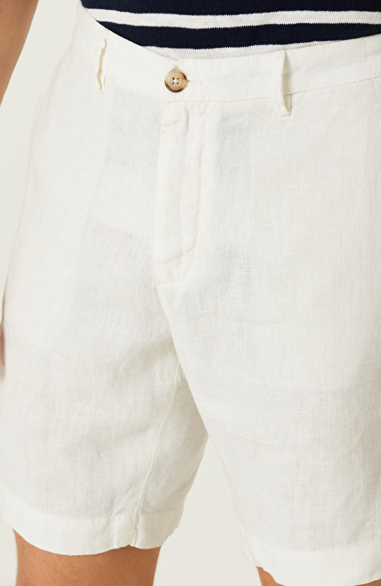 Ekru Keten Şort