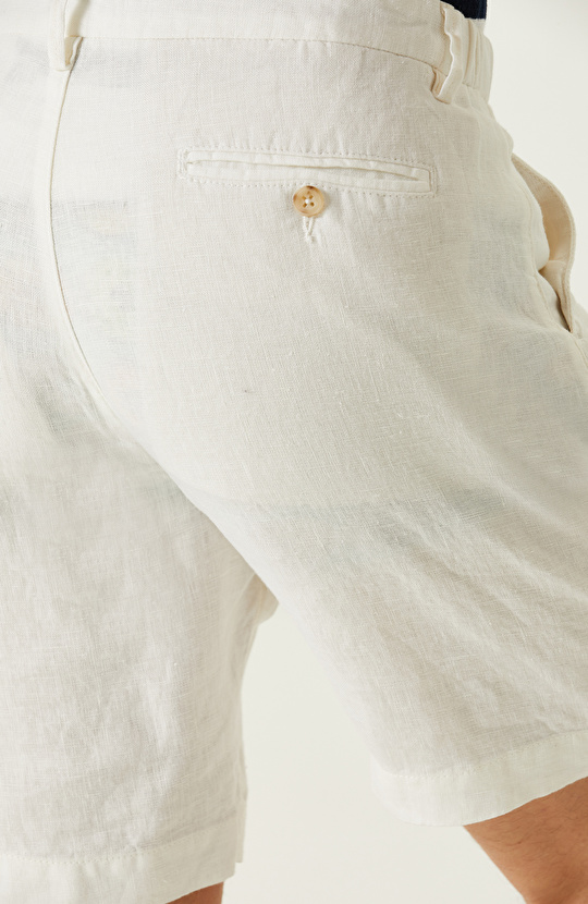 Ekru Keten Şort