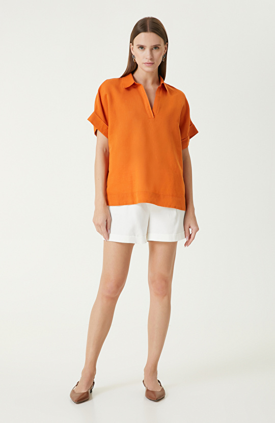 Turuncu Keten Mix Bluz