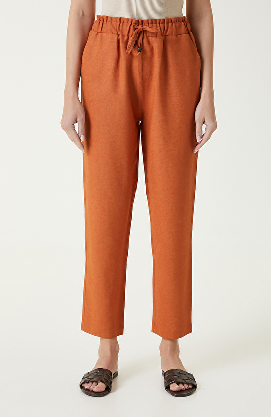 Turuncu Keten Pantolon