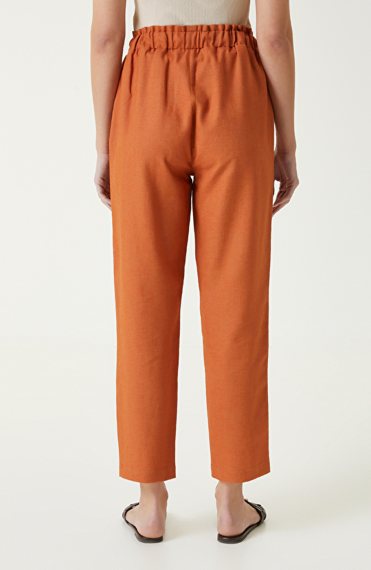 Turuncu Keten Pantolon