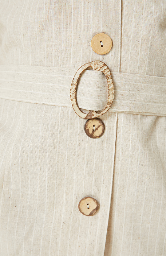 Bej Kadın Keten Elbise