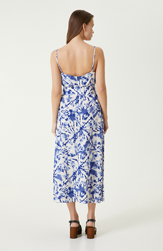 Mavi Kadın Keten Elbise