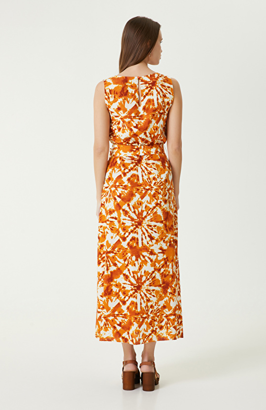 Turuncu Keten Elbise