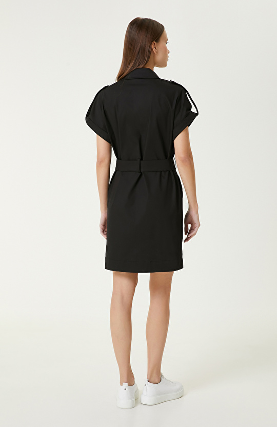 Siyah Diz Boy Elbise